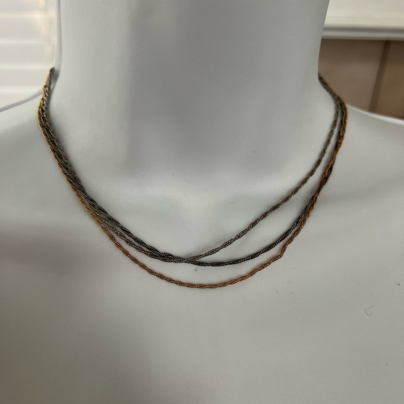 Chic Gold and Silver Triple Strand Necklace - Picture 1 of 4